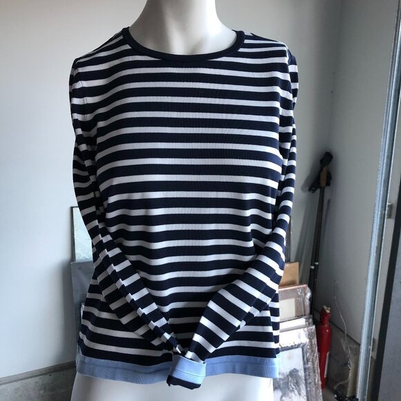 ONLY Suzana Casual Long Sleeve Crew Neck Stripped Knit Top Navy + White Sz S NWT - Picture 1 of 8